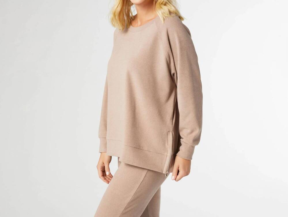 NEW COCO + CARMEN weekend brushed side zip raglan sleeve in sand
